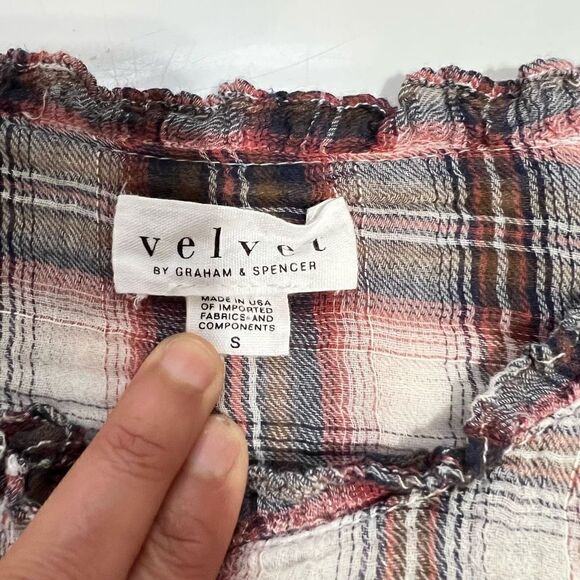 Velvet by Graham & Spencer Women's Red & Black Plaid Button-Down Blouse Size S - Picture 5 of 14
